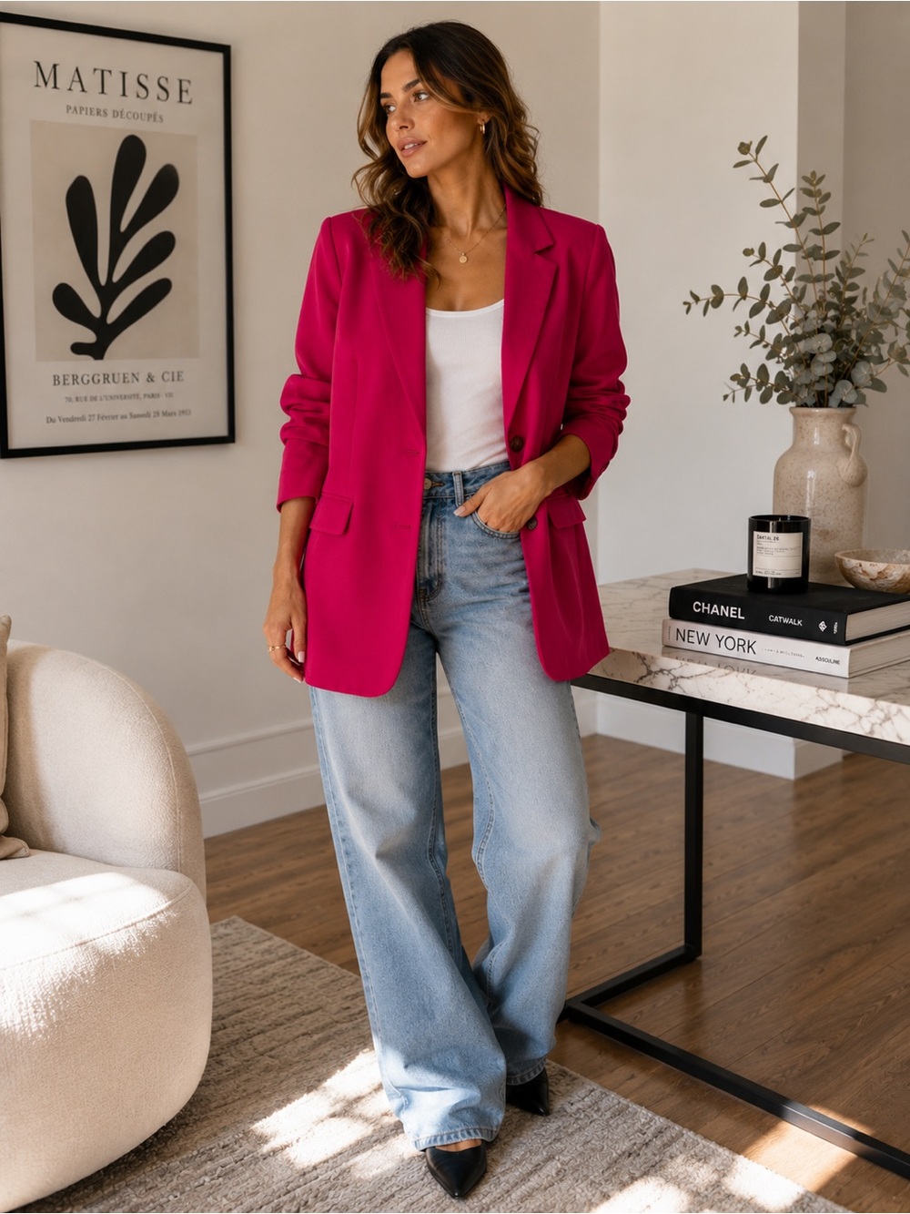 Old Navy Oversized Fuchsia Blazer | Size Small | Relaxed Fit